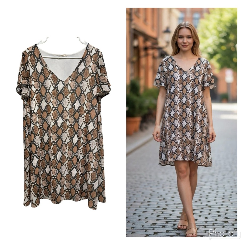 Peach Love California Brown and Cream Midi Dress